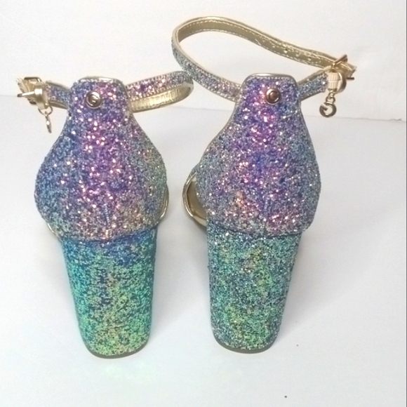 NEW! Sparkling GUESS Block High Heel OPEN TOE Shoes Metallic FORMAL PROM… - Picture 7 of 14